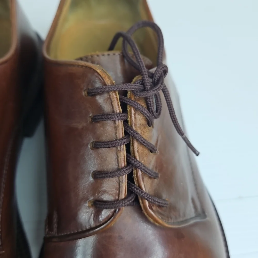 🛍Vintage Leather Dark Brown Lace Up Men's Shoes Double-Vida Made In Italy 91/2M